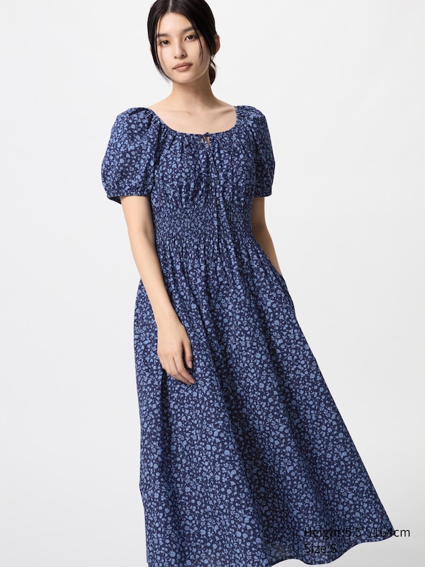 Volume Sleeve Dress (Short Sleeve, Print)