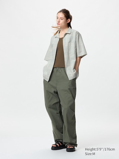 Cotton Linen Open Collar Shirt | Short Sleeve | Checked