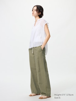 Pantalon en lin mélangé Easy (Rayé, Long)