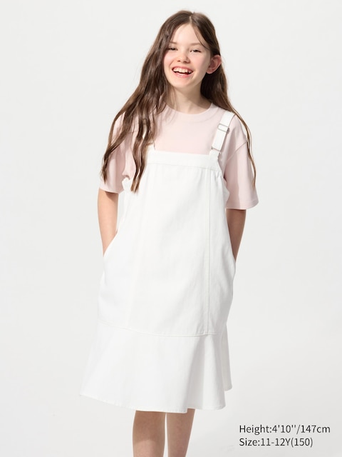 Uniqlo Meisjes Gebroken Wit - Denim Tuinjurk - 3-4 Jaar (110Cm)