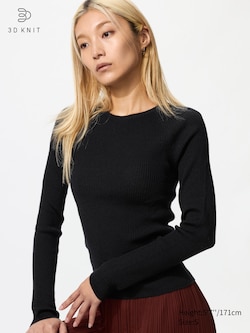 Pull côtelé sans coutures en laine mérinos et maille 3D mélangées