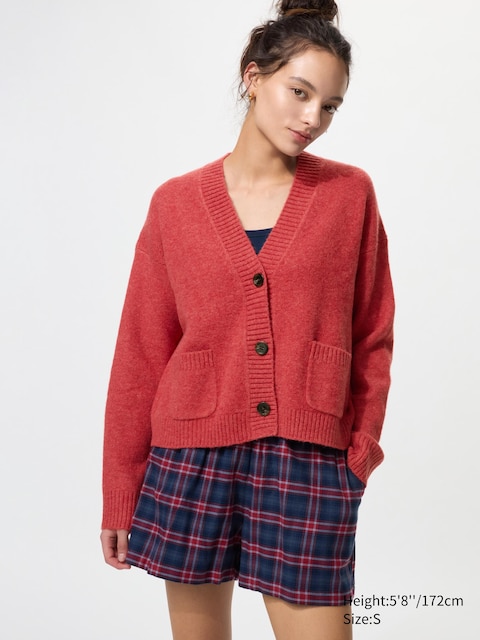 Uniqlo - Cardigan Court En Maille Soufflée Yarn™ - Rouge - Xxl