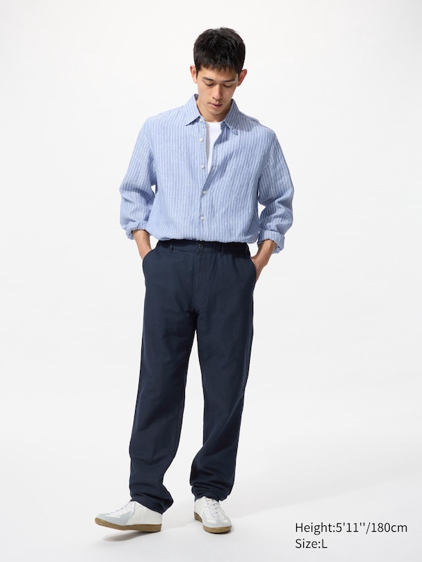 Linen Blend Relaxed Trousers (Longer)