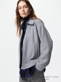 Brushed Jersey Zip-Up Blouson
