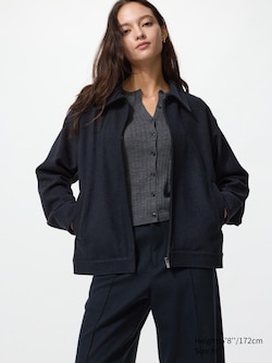 Brushed Jersey Zip-Up Blouson