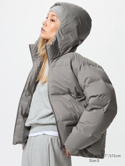Uniqlo - Parka Plumas Sin Costuras - Xxs Gris Mujer