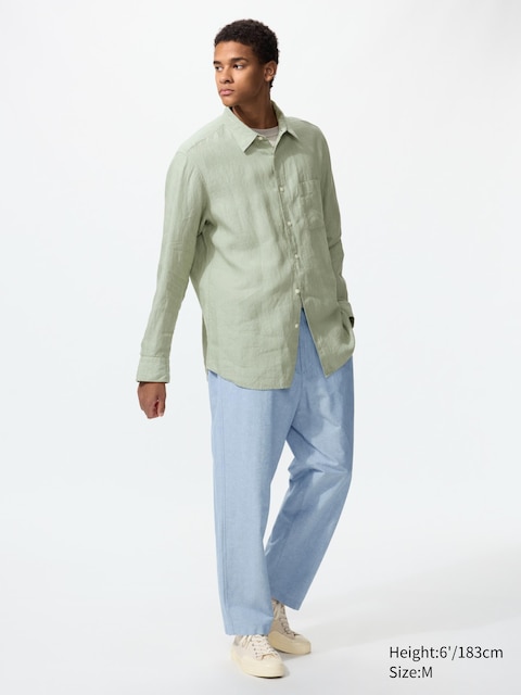 Uniqlo - Pantalon En Lin Mélangé Easy - Bleu - Xl