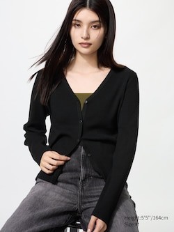 Washable Knit Ribbed Cardigan