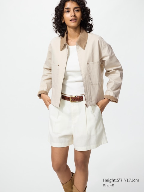 Uniqlo - Chaqueta Corta - L Beige Claro Mujer