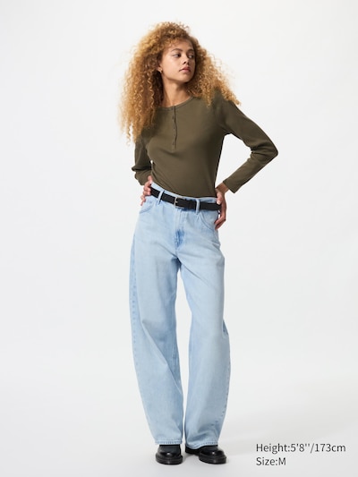 Ribbed Henley Neck T-Shirt (Long Sleeve)