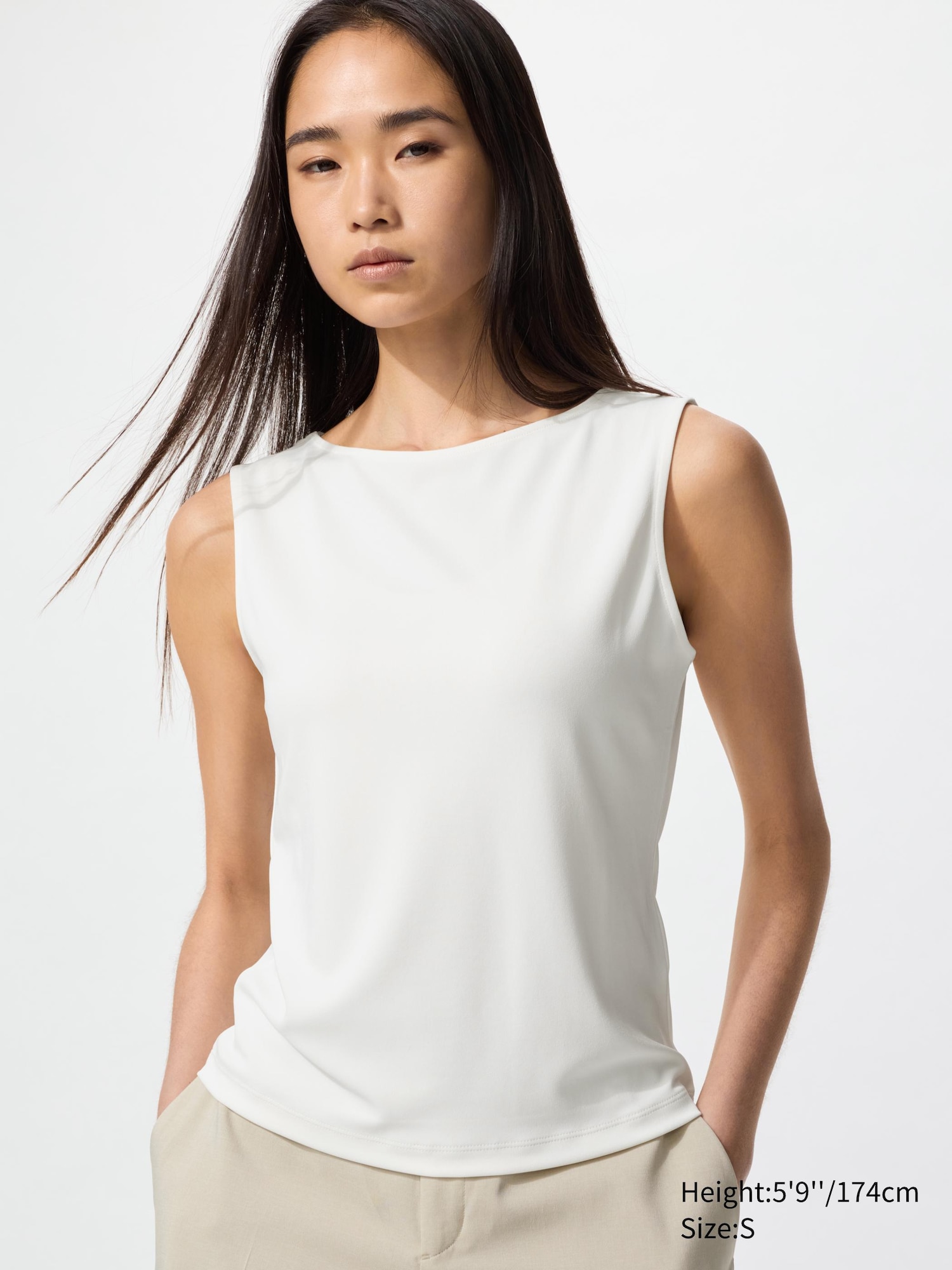 T-shirt en crêpe de jersey sans manches pour Femme | UNIQLO FR