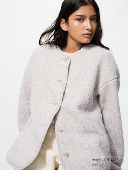 Pile Lined Fleece Relaxed Cardigan