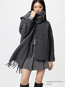 Pile Lined Fleece Relaxed Cardigan
