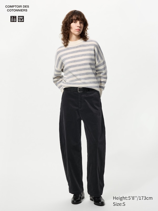 Pantalon incurvé en velours côtelé