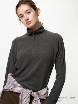 HEATTECH Fleece Stretch Half-Zip T-Shirt (Long Sleeve)