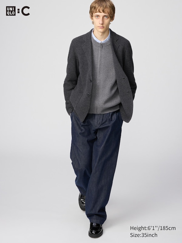 Pantalon droit plissé (Denim)