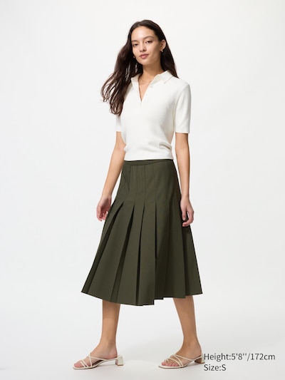 Wide Pleated Midi Skirt