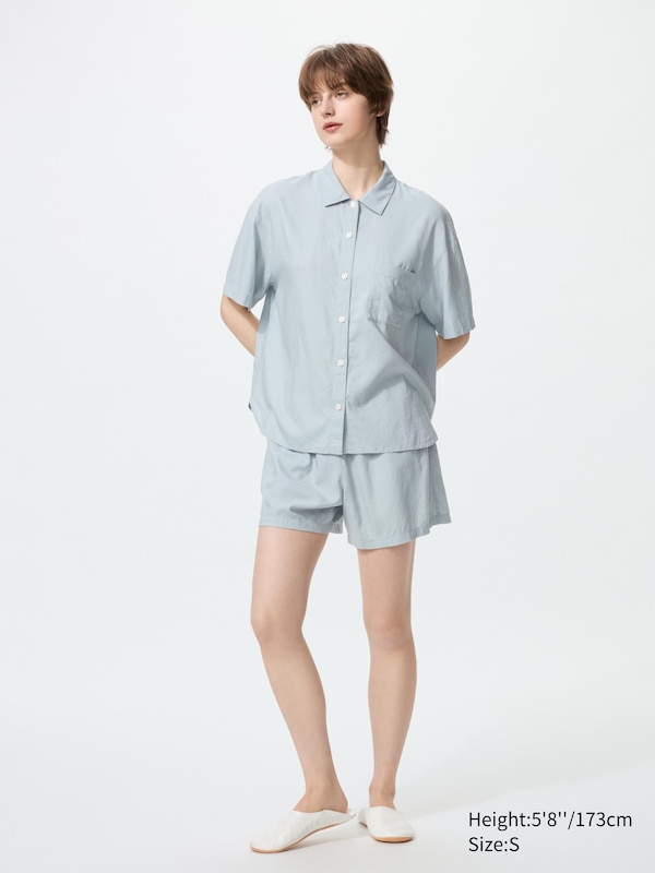 Linen Blend Pyjamas (Short Sleeve)