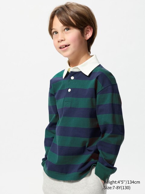 Uniqlo Groen - Poloshirt (Gestreept) - 7-8 Jaar (130Cm)