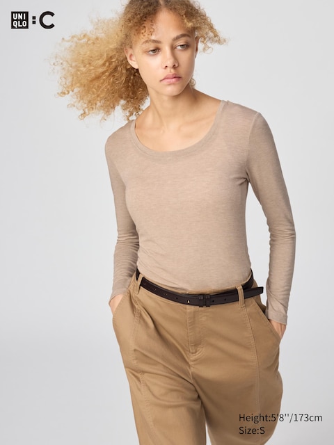 Uniqlo - T-Shirt Heattech En Cachemire Mélangé Extra Chaud (Col Danseuse) - Beige - Xxs