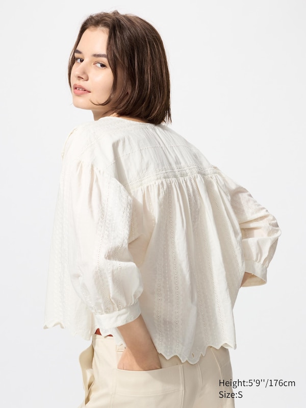 Baumwolle Bluse (bestickt)