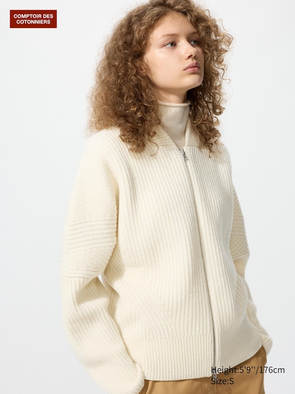 Lambswool Zip-Up Cardigan