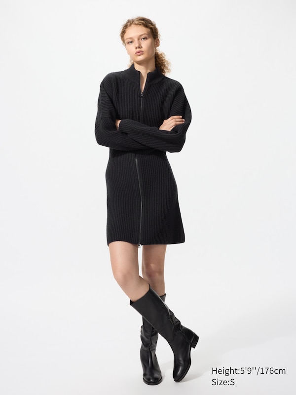 Lambswool Zip Midi Dress
