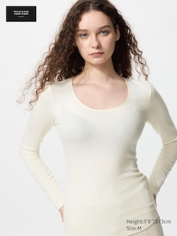 HEATTECH Extra Warm Cashmere Blend Crew Neck T-Shirt (Ribbed)