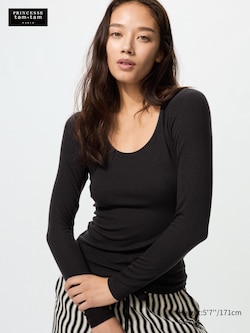 HEATTECH Extra Warm Cashmere Blend Crew Neck T-Shirt (Ribbed)