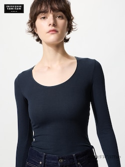 HEATTECH Extra Warm Cashmere Blend Crew Neck T-Shirt (Ribbed)