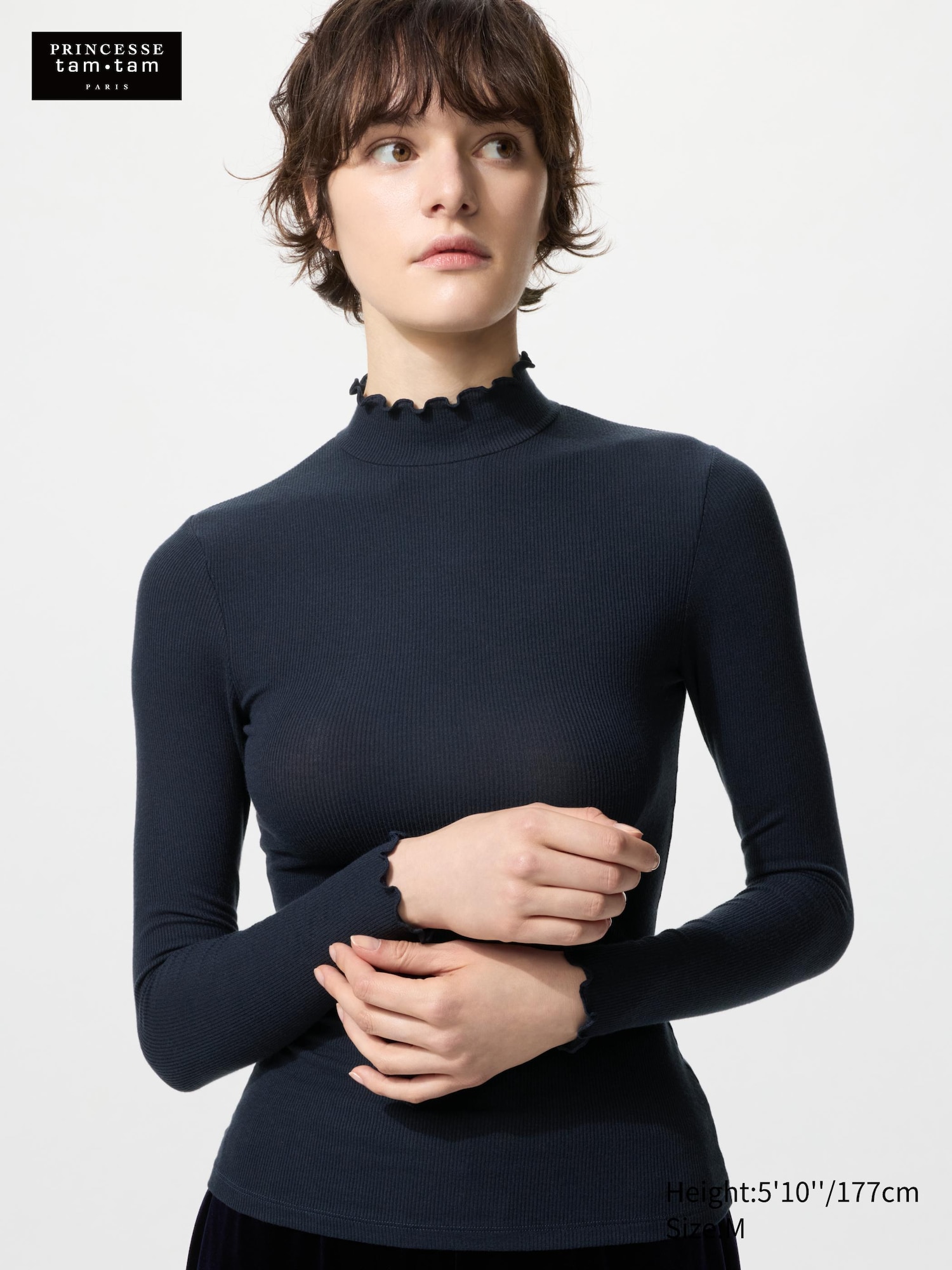 T-shirt côtelé HEATTECH en cachemire mélangé Extra chaud pour Femme | UNIQLO FR