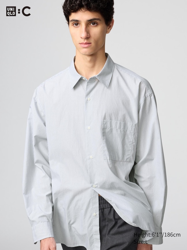 Broadcloth Oversized Shirt (Regular Collar, Stripe)