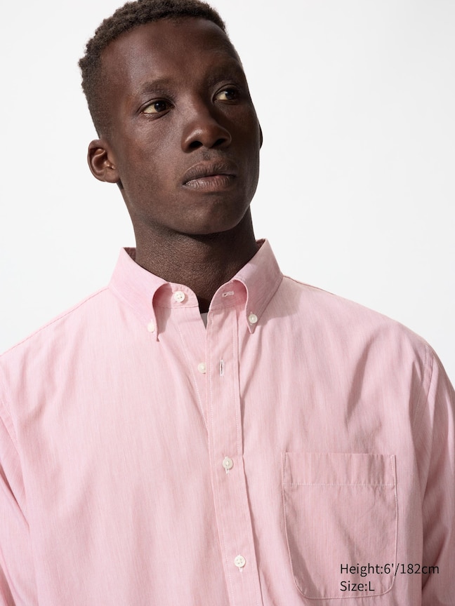 Broadcloth Regular Fit Shirt (Button-Down Collar, Hairline)