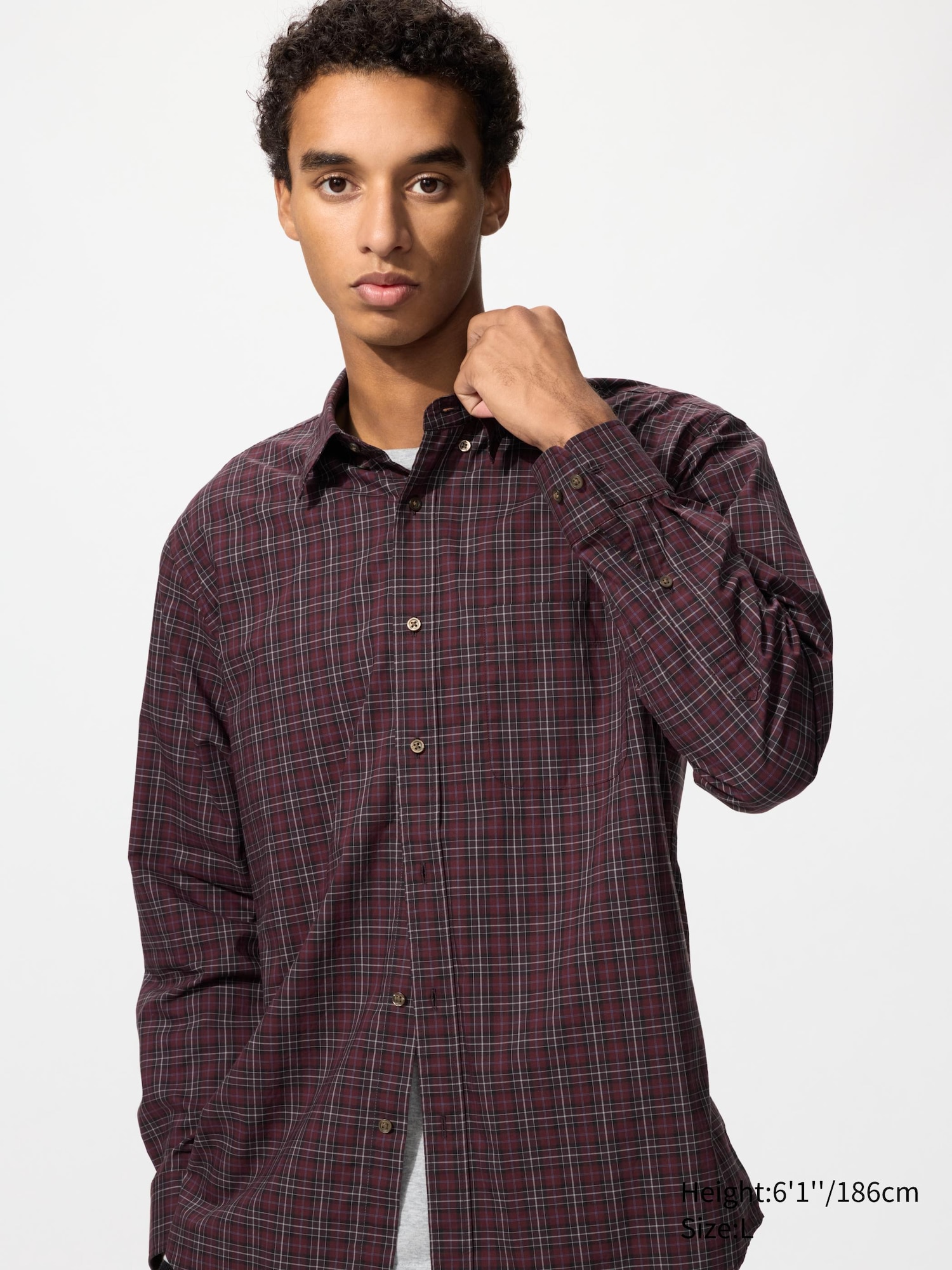 Chemise à Carreaux Cintrée à Manches Longues Pour Homme, Haut