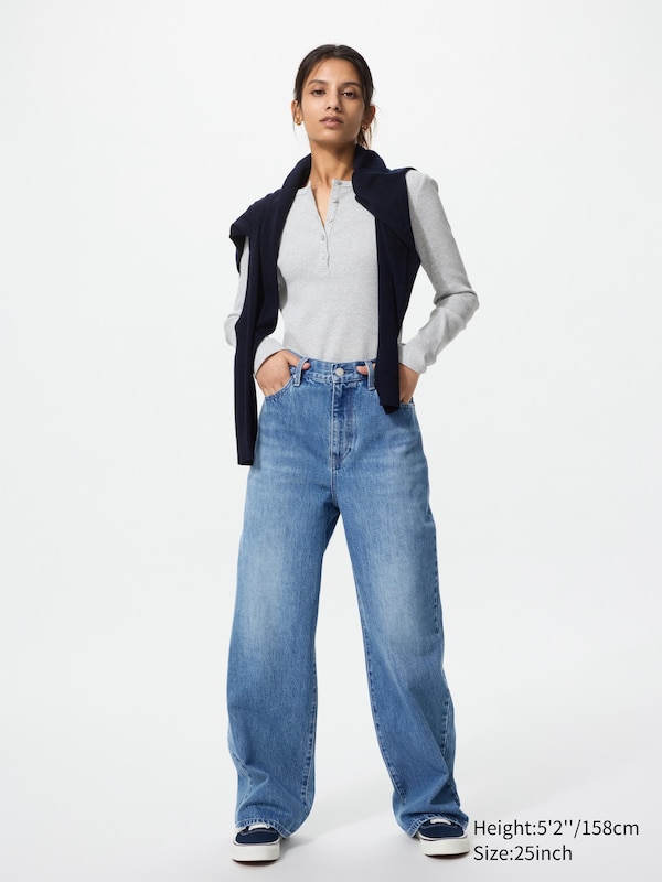 Jeans Ampi Taglio Dritto (Misura corta) da Donna UNIQLO IT
