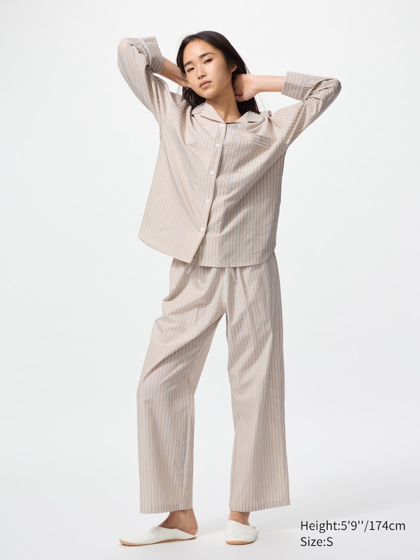 Baumwolle Pyjama (Langarm, gestreift)