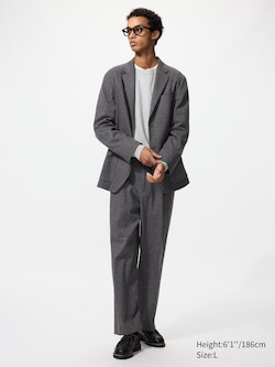 Pantalon large plissé en jersey brossé (Chevrons)