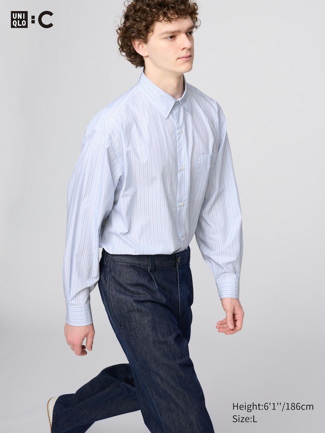 Broadcloth Oversized Shirt (Regular Collar, Stripe)