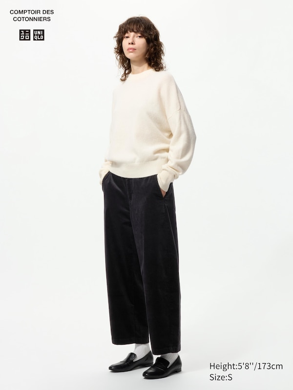 Pantalon incurvé en velours côtelé (Court) pour Femme | UNIQLO FR