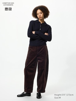 Pantalón pierna curvada pana (corto)