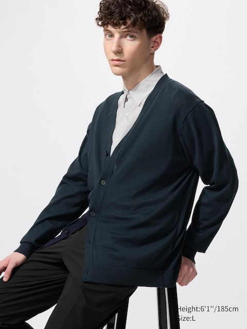 Uniqlo - Cardigan En Maille (Col V) - Bleu Marine - S