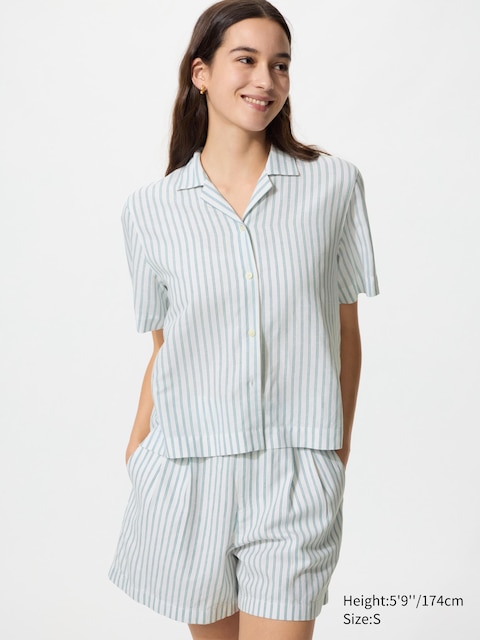 Uniqlo - Short En Lin Et Coton Mélangés (Rayé) - Vert - S