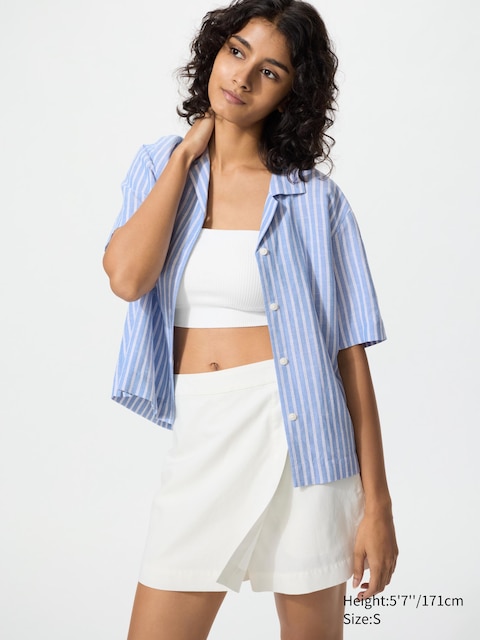 Uniqlo - Jupe-Short En Lin Mélangé - Blanc Cassé - Xs