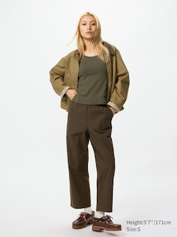 Cotton Relaxed Ankle Trousers