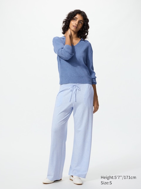 Uniqlo - Pantalon Easy Stretch En Jersey - Bleu Clair - M