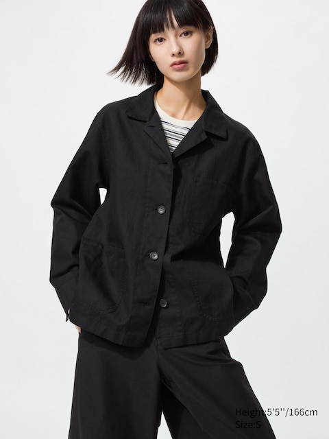 Uniqlo - Veste En Lin Mélangé - Noir - Xxs