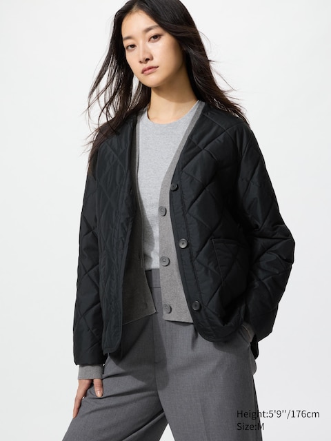 Uniqlo - Puffertech Chaqueta Sin Cuello - Xs Negro Mujer