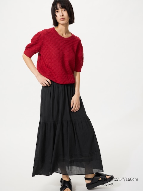 Uniqlo - Jupe Longue À Volants - Noir - Xxs