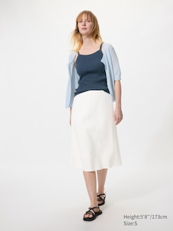 Linen Blend Narrow Midi Skirt