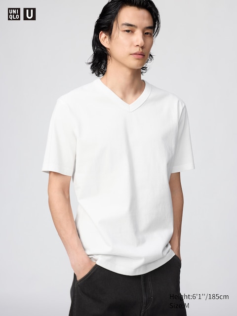 Uniqlo - T-Shirt Col V - Blanc - M